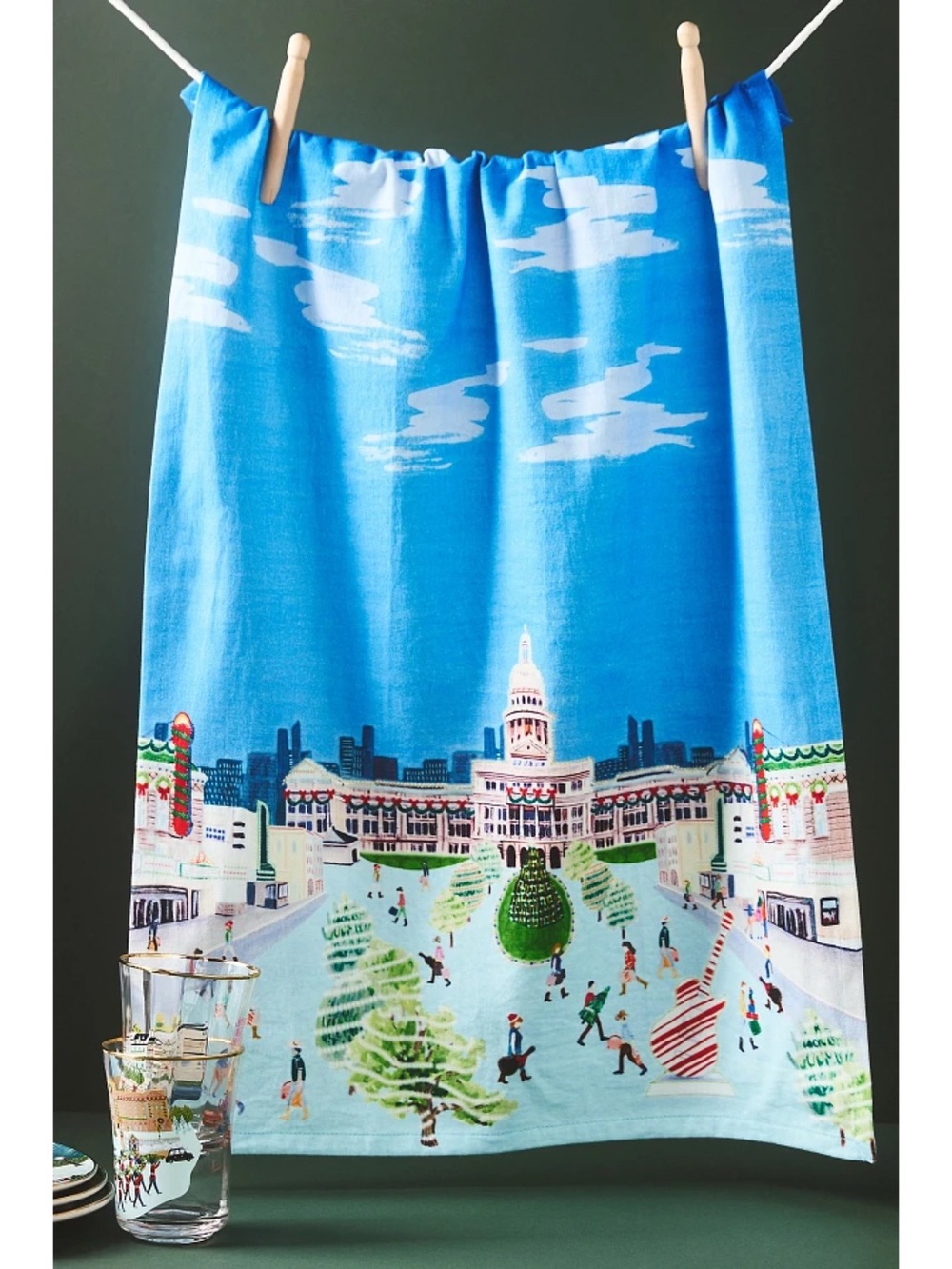 Anthropologie Holiday In The City Austin Dish Towel